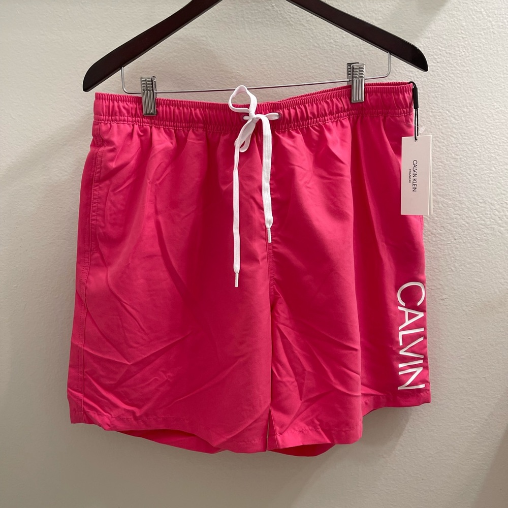 NWT Mens Calvin Klein Swim Shorts Hot Pink Color